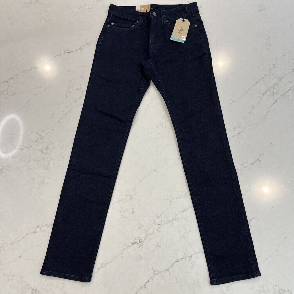 Prana Jeans NEW Mens 28x32 Blue Dark Rinse Hillgard Slim Fit Tapered Leg Organic
